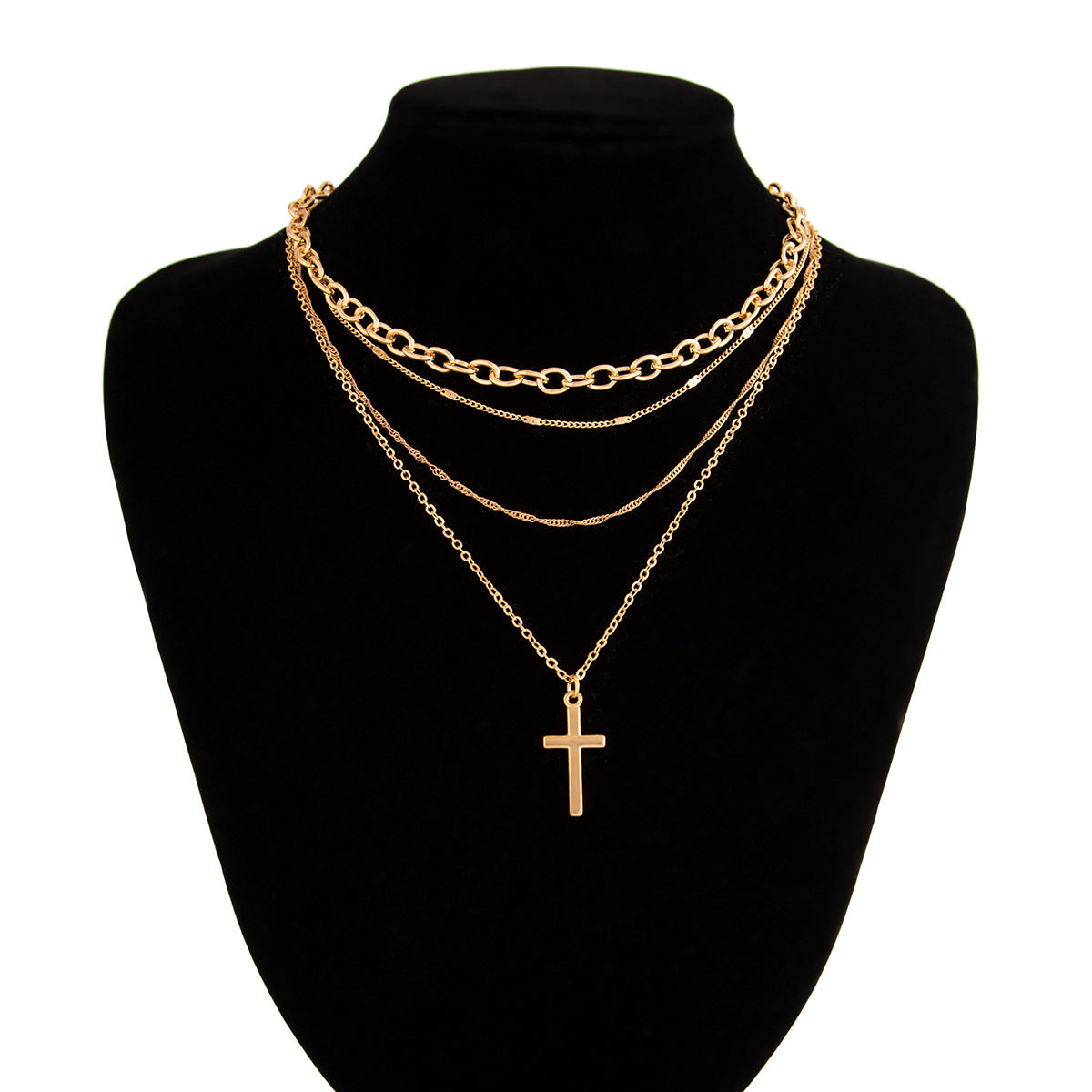 Wholesale Hip Hop Cross Crystal Chain Necklace